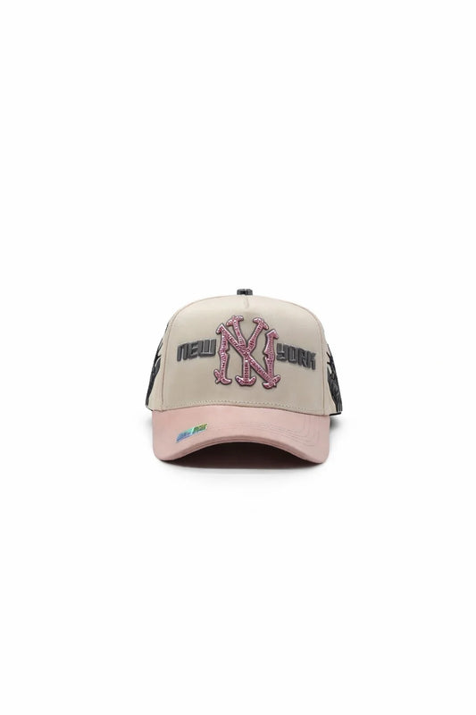 CAPS FANS "BEIGE/ROSA VISERA DE GAMUZA UNISEX"