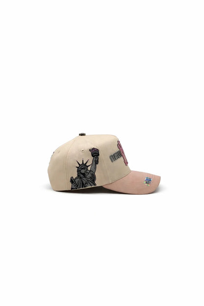 CAPS FANS "BEIGE/ROSA VISERA DE GAMUZA UNISEX"