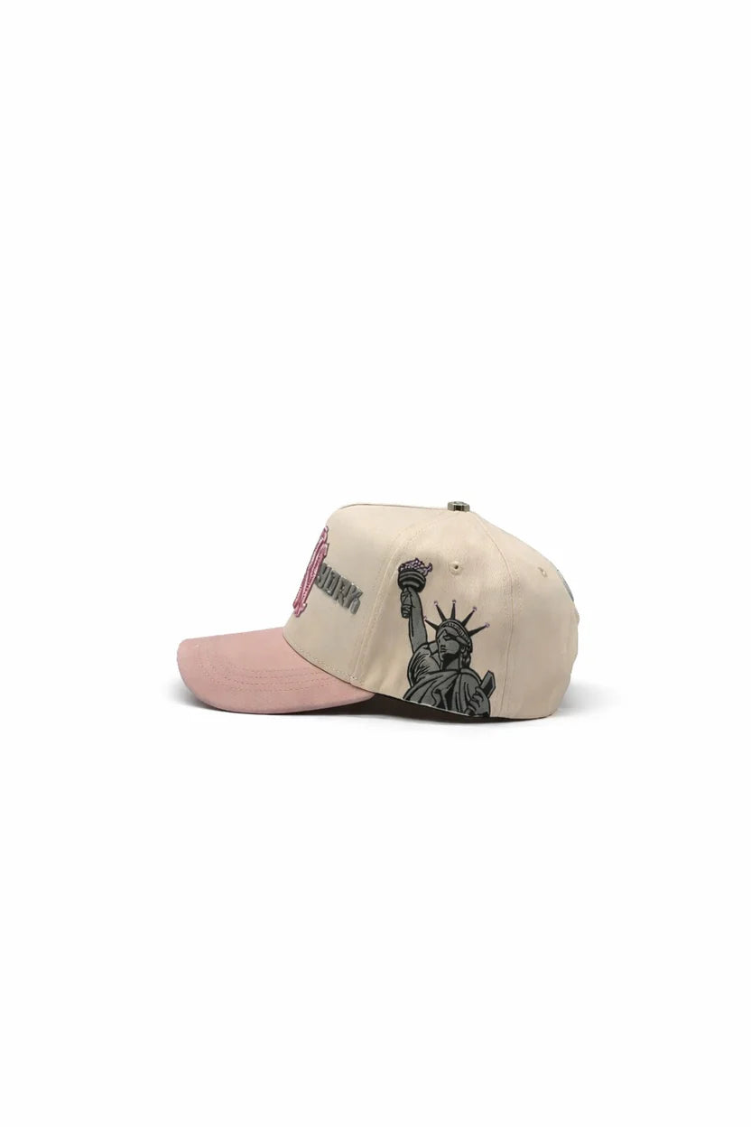 CAPS FANS "BEIGE/ROSA VISERA DE GAMUZA UNISEX"